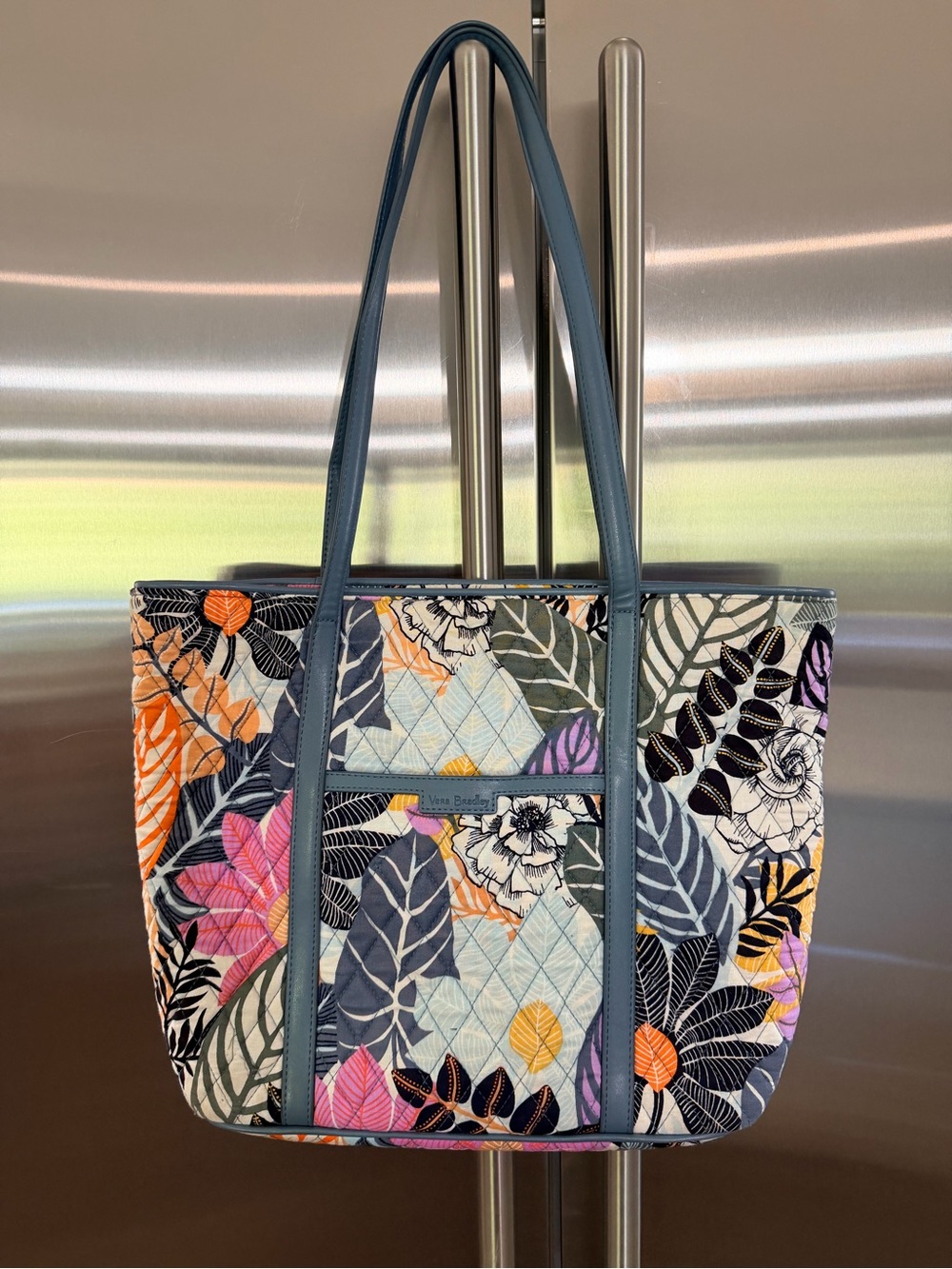 Vera Bradley Quilted Floral Shoulder Tote in Blue, Orange & Purple